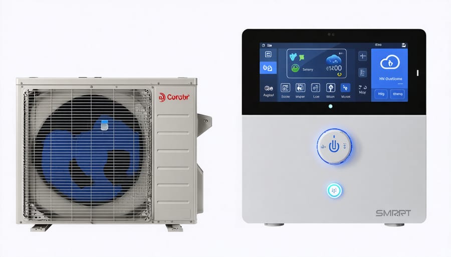 Comparison of traditional and smart HVAC systems showing energy efficiency features