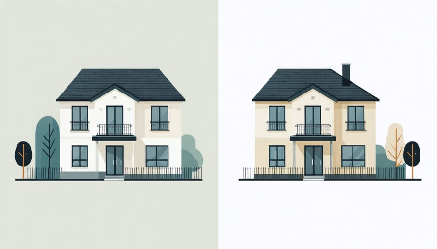 Side-by-side comparison of homes highlighting property tax inequality
