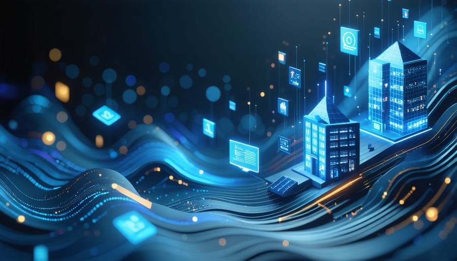 Abstract representation of quantitative trading algorithms analyzing real estate market data