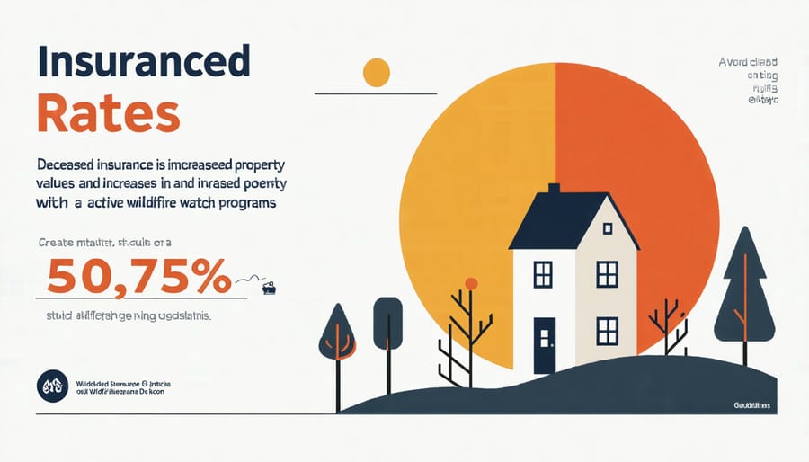 Chart comparing insurance rates and property values between communities with and without wildfire watch programs