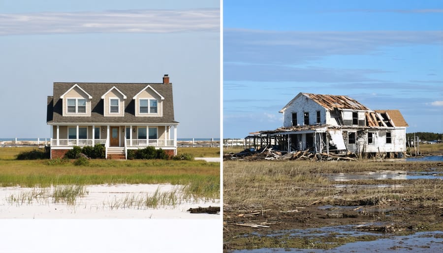 Comparison of two coastal properties showing climate impact on real estate