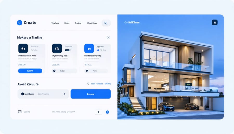 Visual comparison of cryptocurrency trading platform and real estate investment