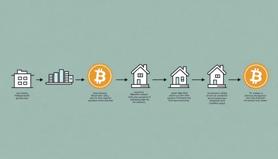 Process diagram of cryptocurrency to real estate conversion steps