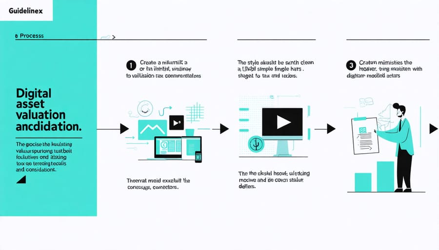 Flowchart illustrating digital asset valuation process and tax implications