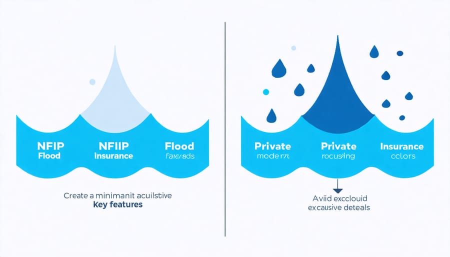 Side-by-side comparison chart of NFIP and private flood insurance coverage options