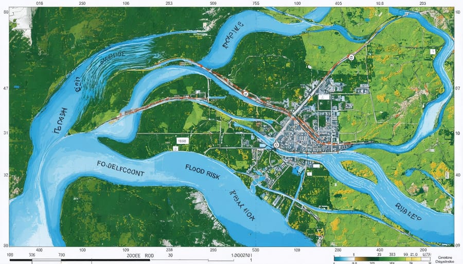 Color-coded flood risk assessment map with FEMA zone designations