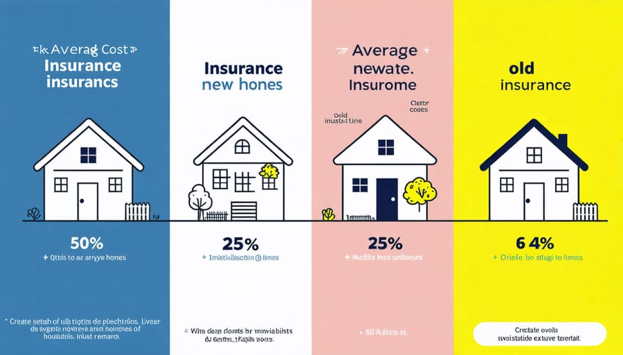 Infographic comparing insurance costs for new versus older homes by region