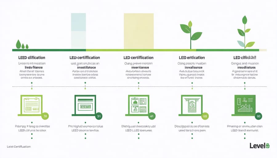 Visual representation of LEED certification levels and corresponding insurance benefits