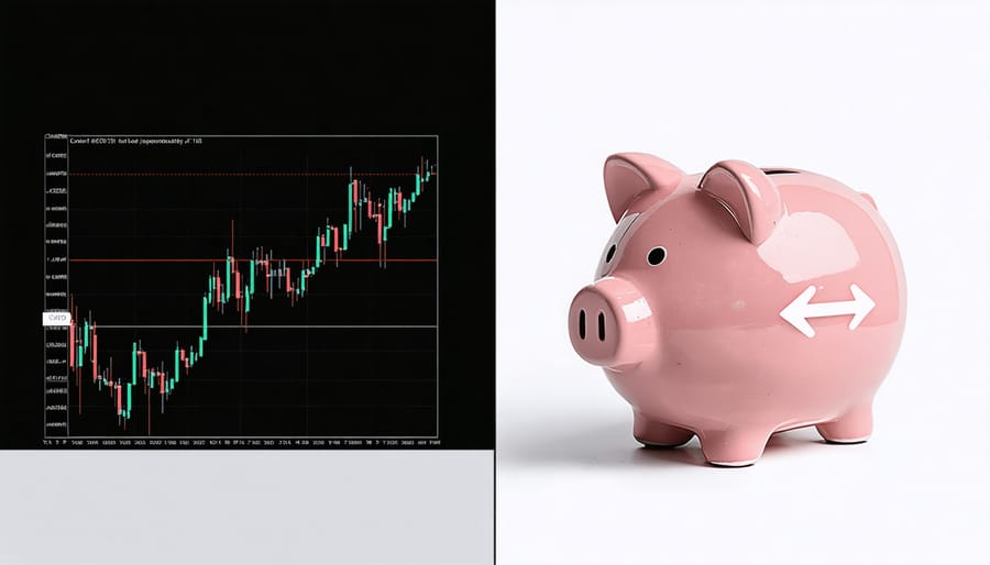 Market downturn graph paired with savings visualization demonstrating Roth conversion timing