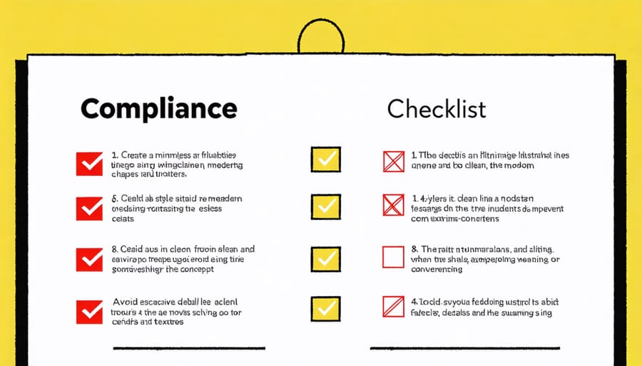 Visual checklist for policy compliance with success and warning indicators