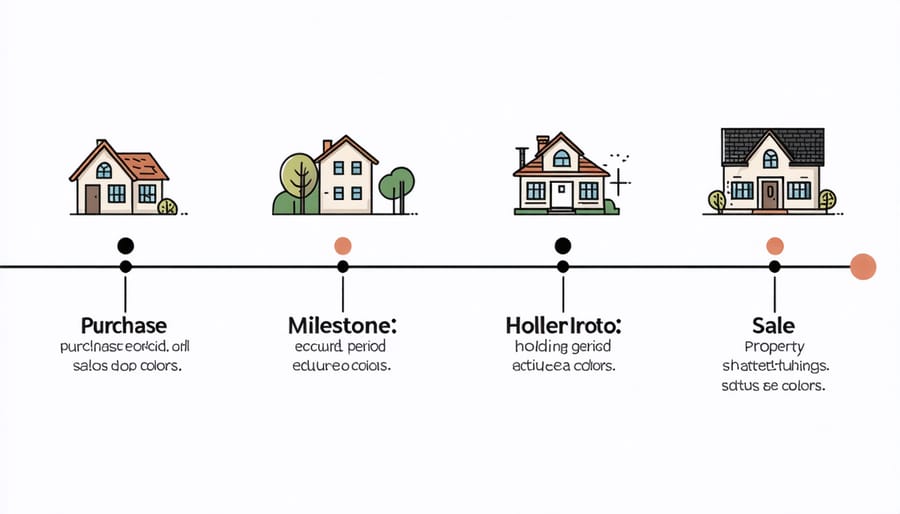 Timeline diagram showing optimal property holding periods for tax benefits