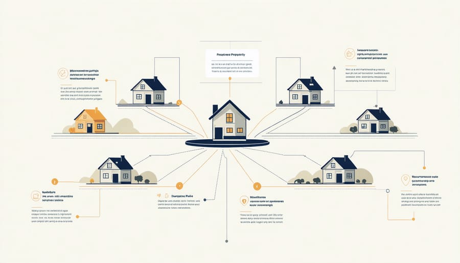 Visual representation of insurance policy bundling for multiple investment properties