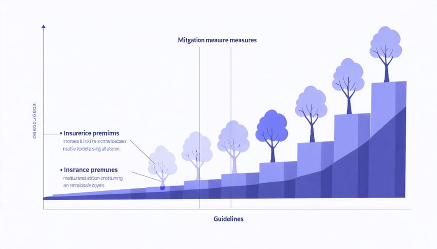 Three-dimensional visualization of how cyber risk scores impact insurance premiums and coverage options