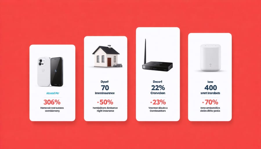 Chart displaying insurance premium savings based on different smart home device installations