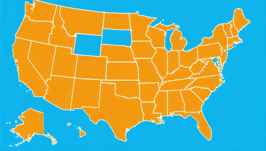 Map of United States highlighting different state-level green building tax incentives