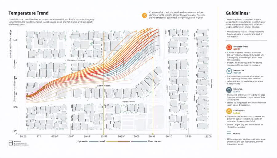 Data visualization of temperature patterns affecting residential areas