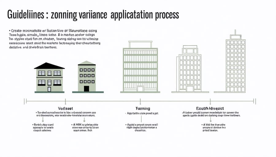 Step-by-step flowchart of the zoning variance request process with icons and arrows