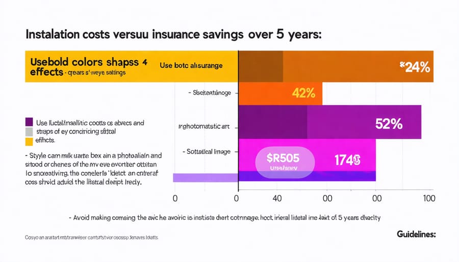 Financial comparison chart showing water conservation system costs and insurance premium savings