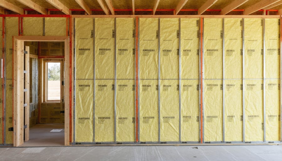 Premium insulation material being installed between wall studs