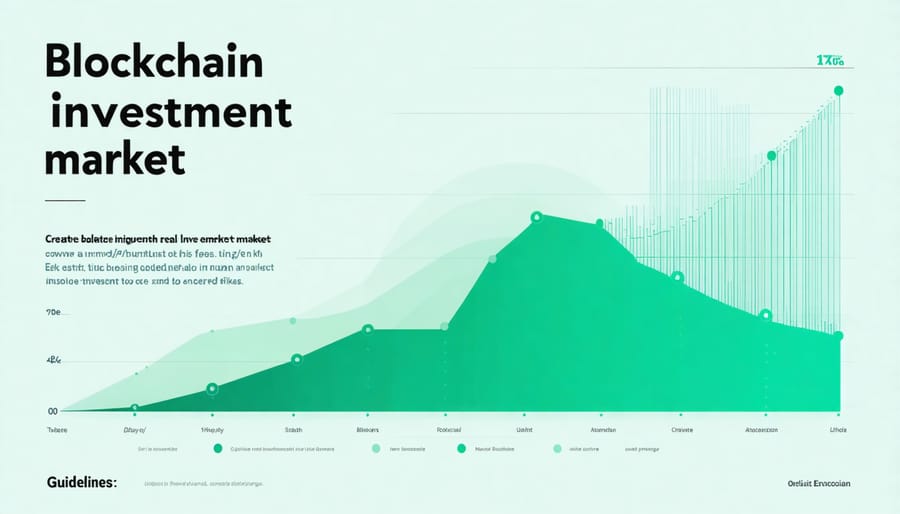Line graph displaying market growth projections for blockchain real estate investments from 2024-2030