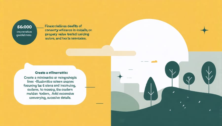 Visual chart depicting property value increases and tax benefits from conservation insurance