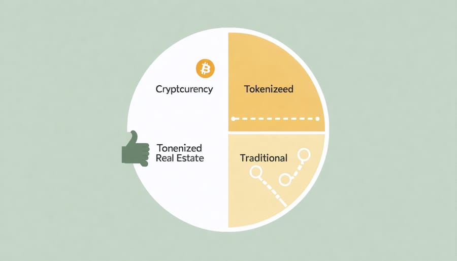 Portfolio diversification wheel showing balanced investment across crypto and real estate assets
