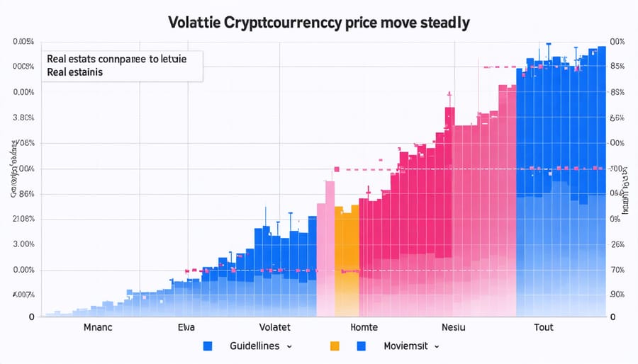 Comparison chart of cryptocurrency volatility versus real estate market stability
