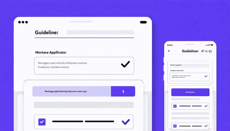 Modern digital mortgage application interface across smartphone, tablet, and laptop devices