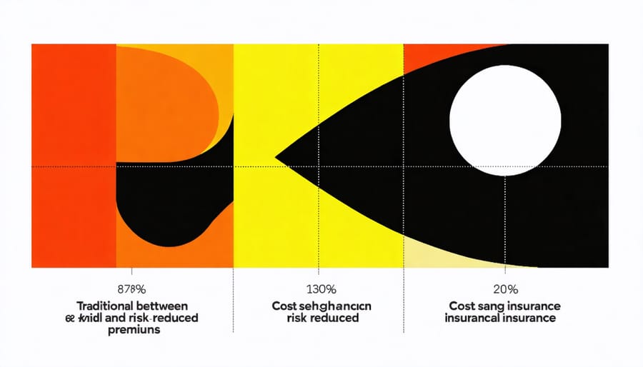 Graph comparing insurance premium costs with and without risk reduction measures