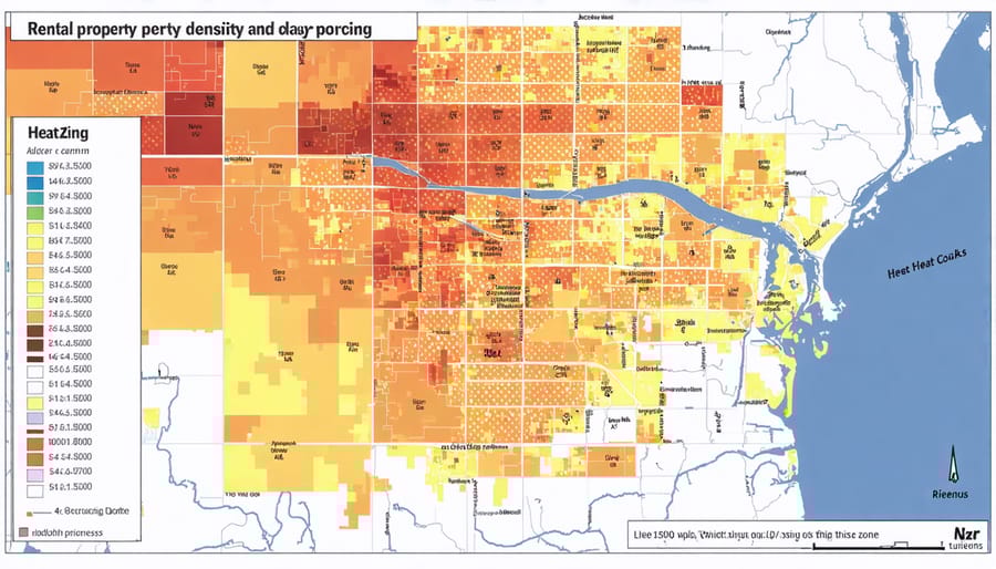 Heat map visualization of short-term rental property concentration in a metropolitan area