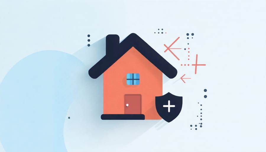 Illustration showing cyber security threats around a protected real estate property