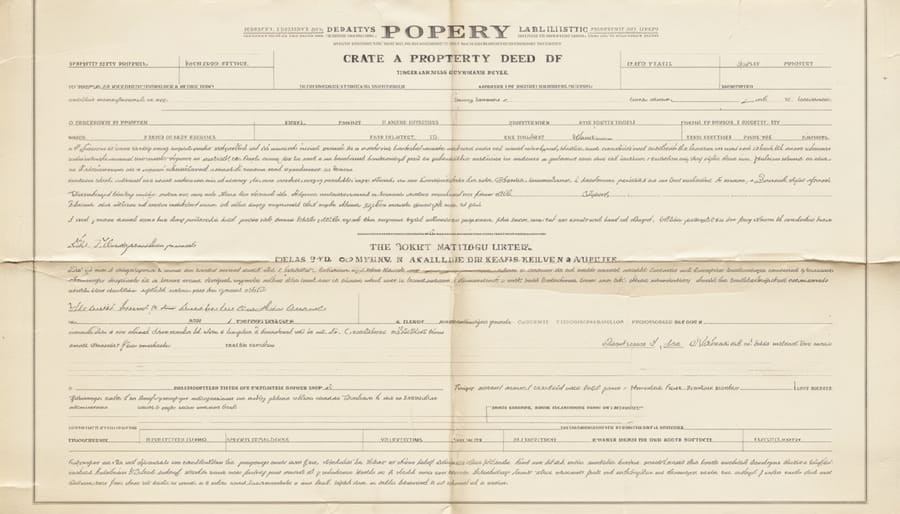 Legal property deed document showing ownership records and timestamps