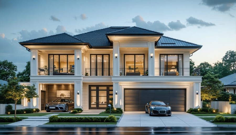 Modern house exterior with sold sign representing real estate transactions