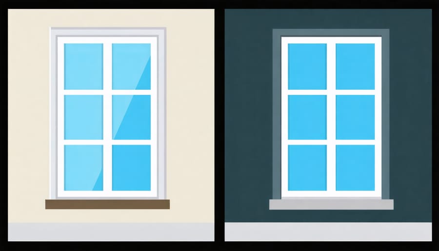Comparison of traditional and energy-efficient security windows with visible features