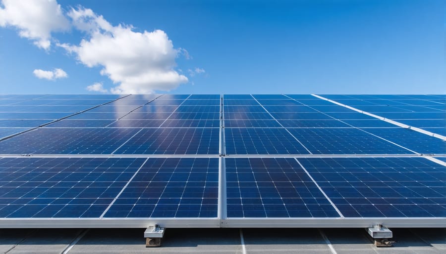 Professional installing solar panels on residential roof