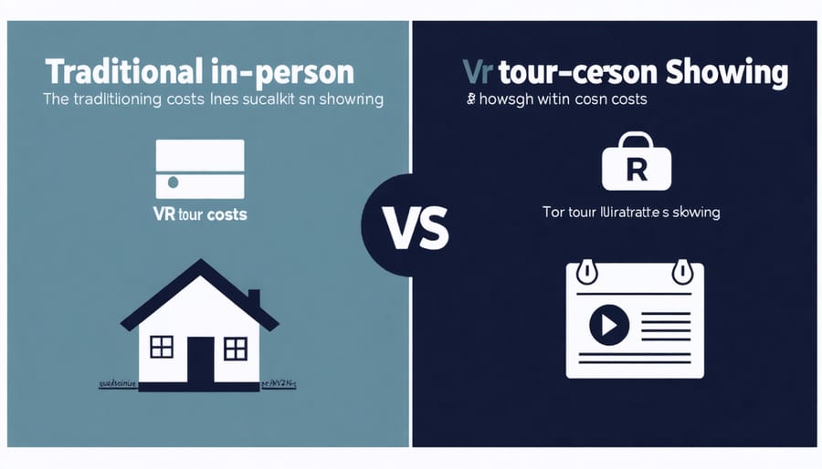 Cost comparison infographic between traditional property showings and virtual tours