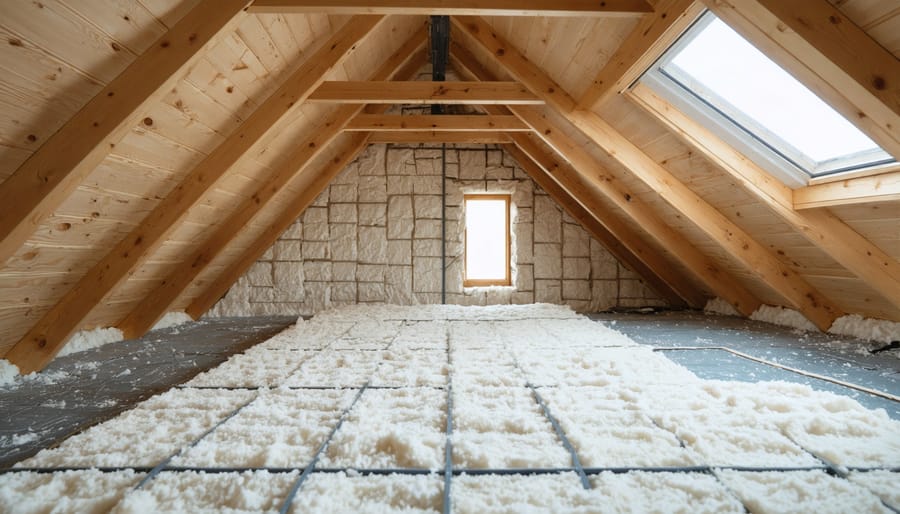 Professional installation of attic insulation in residential home