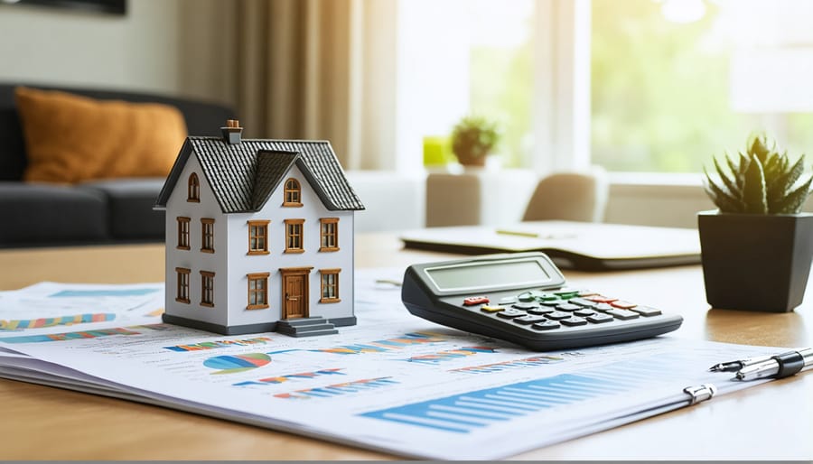 Person creating detailed budget plan with calculator and planner for debt management