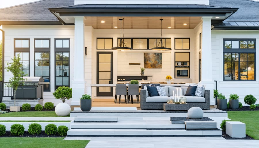 Person using calculator to review home expense spreadsheet on desk