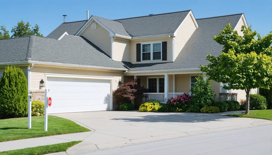 Business documents and insurance policy folders on office desk with laptop