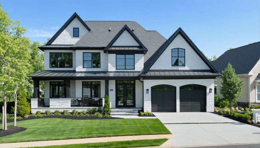 Residential home under renovation with exposed framing and construction materials