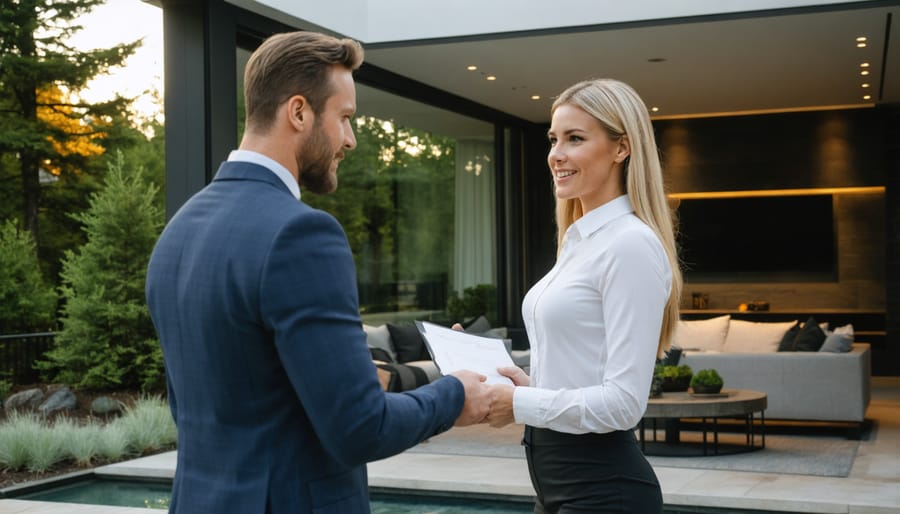 Homeowner meeting with insurance agent to discuss policy coverage options