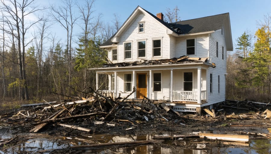 Homeowners reviewing insurance documents in front of their coastal property