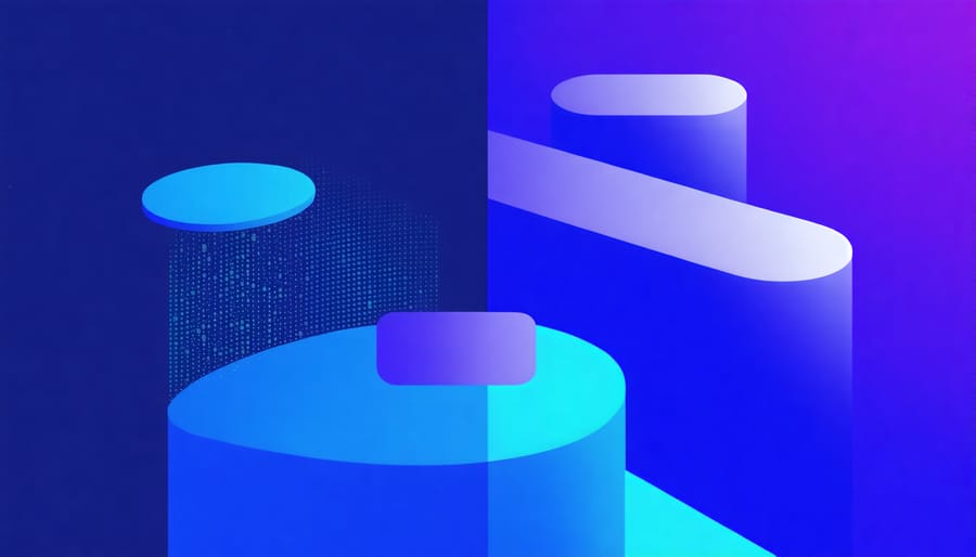 Laptop displaying location intelligence dashboard with holographic data visualization elements