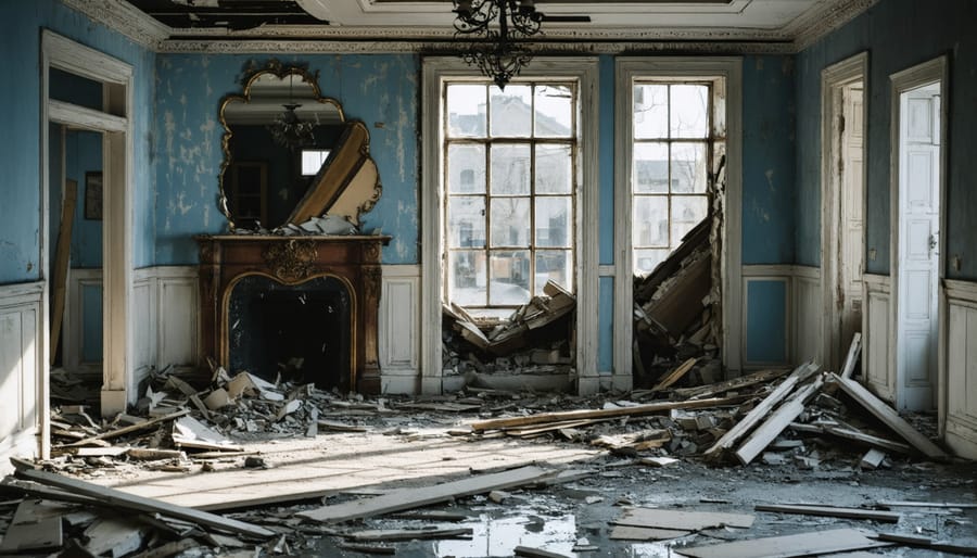 Suburban home with visible roof damage and missing shingles