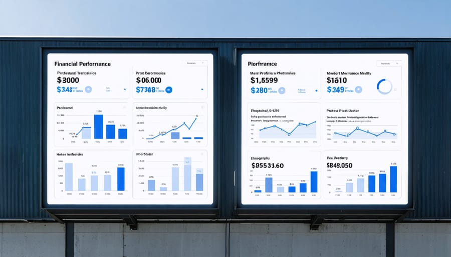 Business professional reviewing real estate financial reports and performance documents