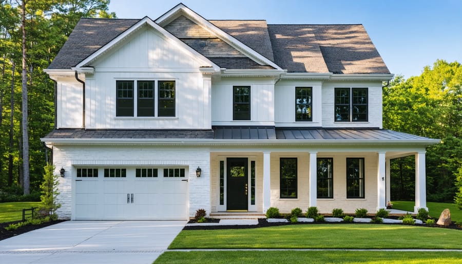 Real estate professionals collaborating over site plans and digital tools in modern office