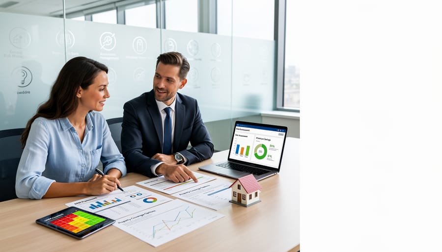 Homeowner and insurance professional discussing property coverage options