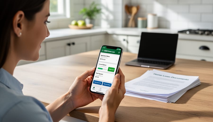 Person using smartphone to access digital loan management dashboard