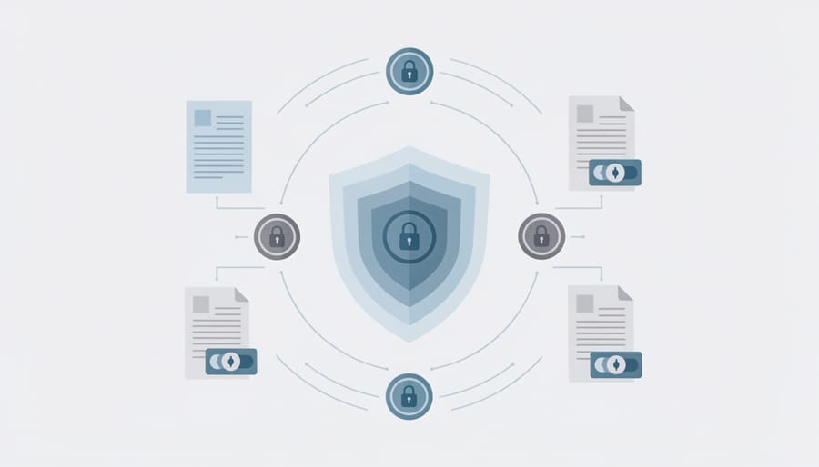 Close-up of digital security padlock on laptop keyboard representing cybersecurity protection